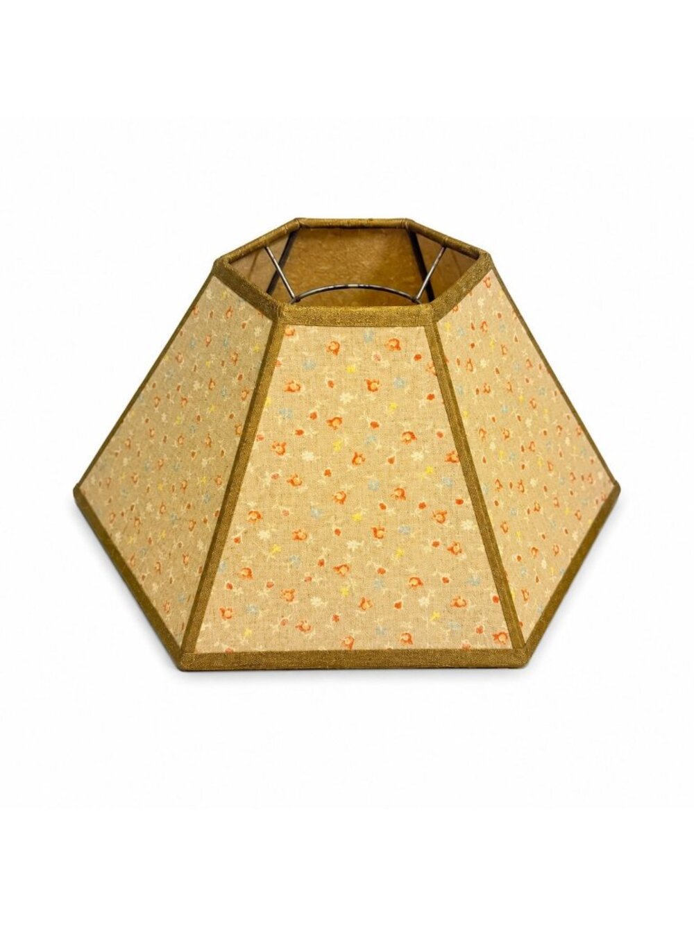 Hurricane Lamp Shade Sexagon Mid Century Lampshades Fabric Chintz Floral Chimney